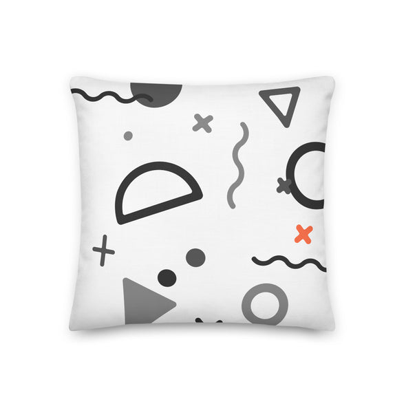 All The Shapes Grayscale - White Premium Pillow