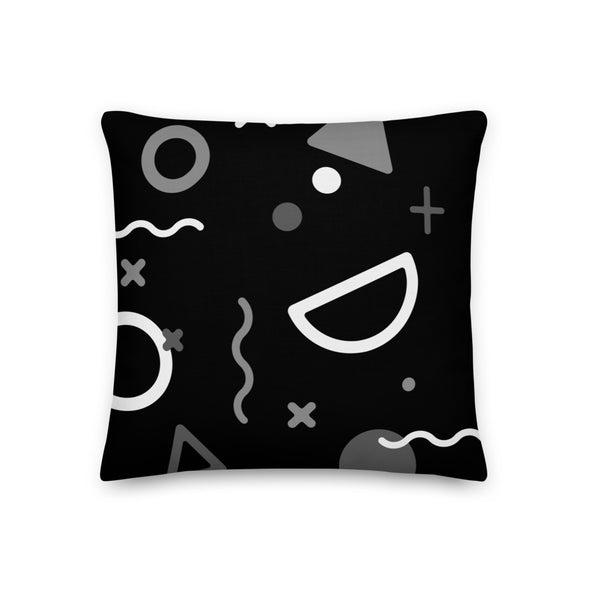 All The Shapes Grayscale - Black Premium Pillow