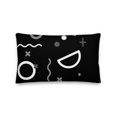 All The Shapes Grayscale - Black Premium Pillow