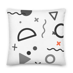 All The Shapes Grayscale - White Premium Pillow