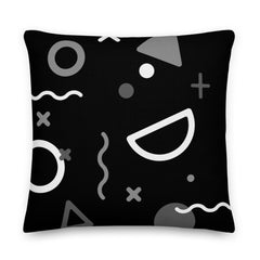 All The Shapes Grayscale - Black Premium Pillow