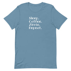 Sleep. Coffee. Zinnia. Repeat. - Short-sleeve Unisex T-Shirt