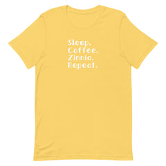 Sleep. Coffee. Zinnia. Repeat. - Short-sleeve Unisex T-Shirt